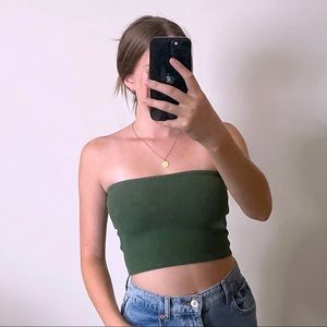 forest green cropped tube top 🪴💚 SIZE S